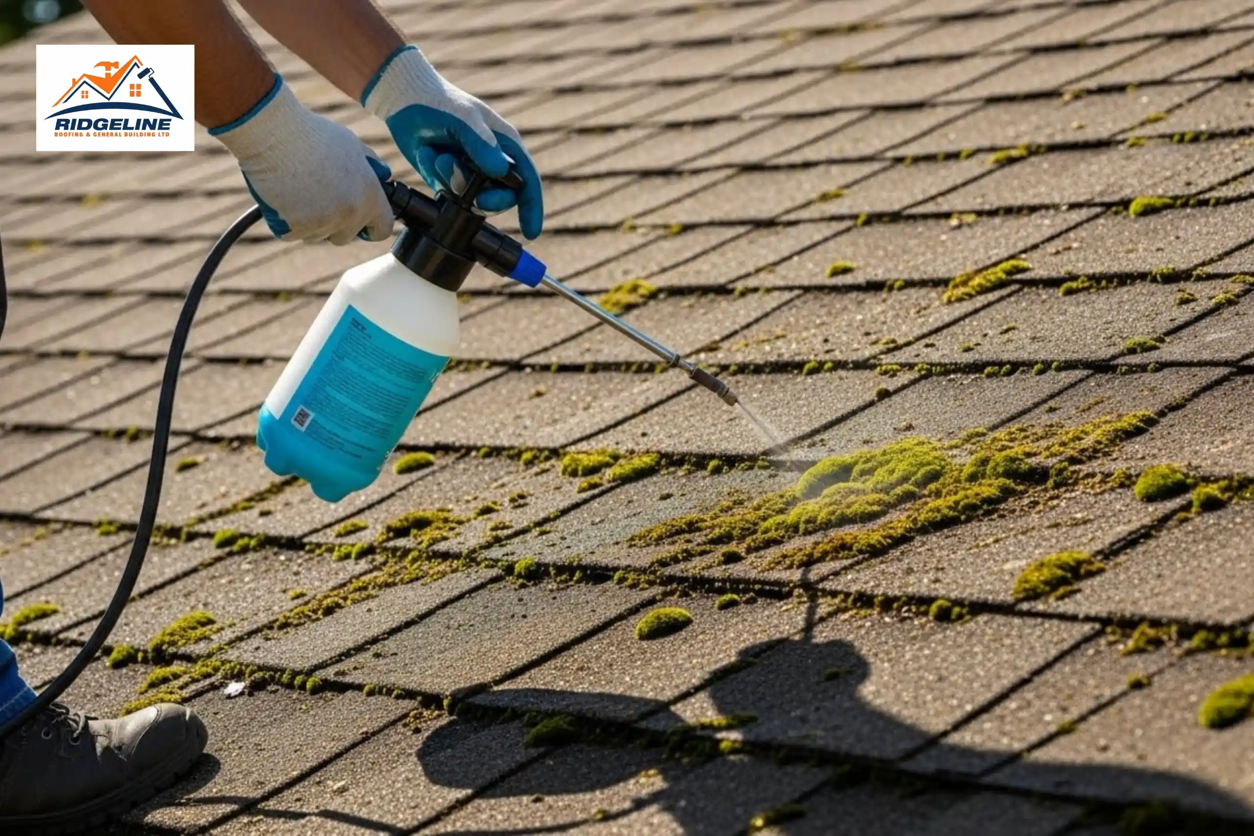 Apply a Moss-Killing Solution for removing moss from roof