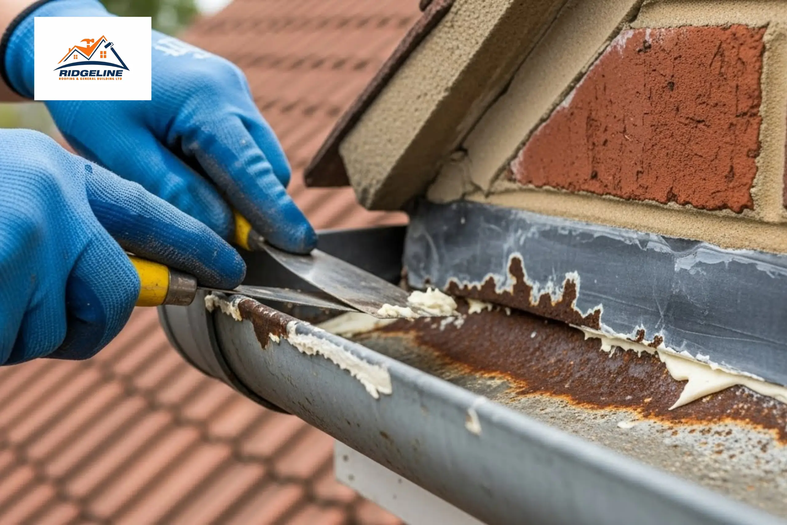 Remove Old Sealant for repairing gutter leaks